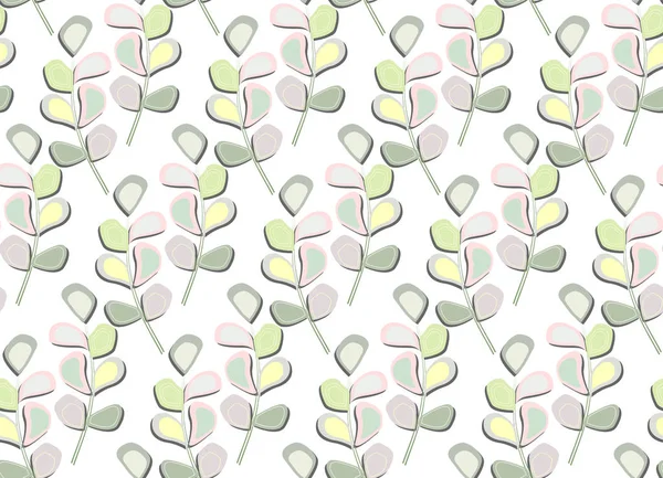 Nahtloses Muster Mit Pastellfarbener Blume Und Blatt — Stockvektor