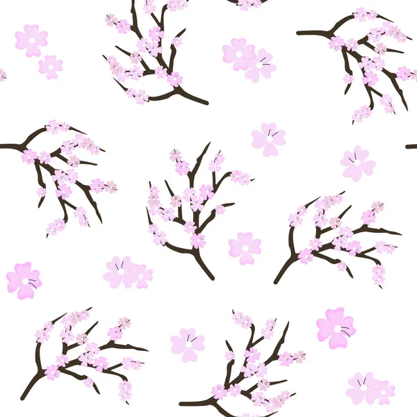 Fiori Ciliegio Sfondo Fiori Sakura Fiori Rosa — Vettoriale Stock