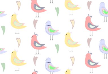 parlak sarı blues ve pembe kuşlar desen