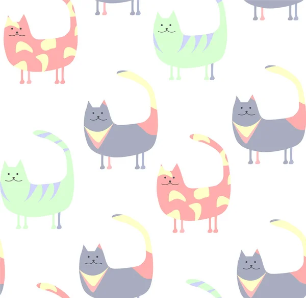 Motif de bleus et de rayures jaune vif chats verts — Image vectorielle