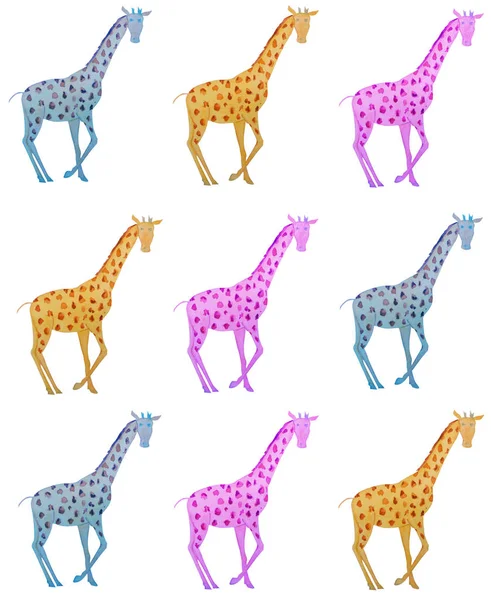 Aquarelle animaux sauvages d'Afrique - girafe. Dessiné à la main — Photo