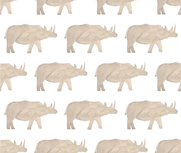 아프리카-코뿔소의 수채화 야생 동물입니다. 손으로 그린 — 스톡 사진