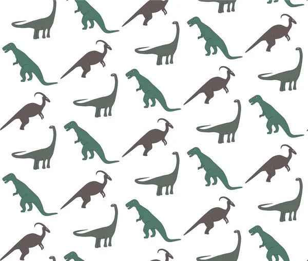 흰색 바탕에 화려한 공룡 원활한 패턴 — 스톡 벡터