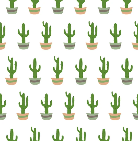 Patrón sin costura con cactus sobre fondo blanco hte . — Archivo Imágenes Vectoriales