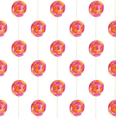 Beyaz bir arka planda suluboya şeker ve lolipop Dikişsiz desen.