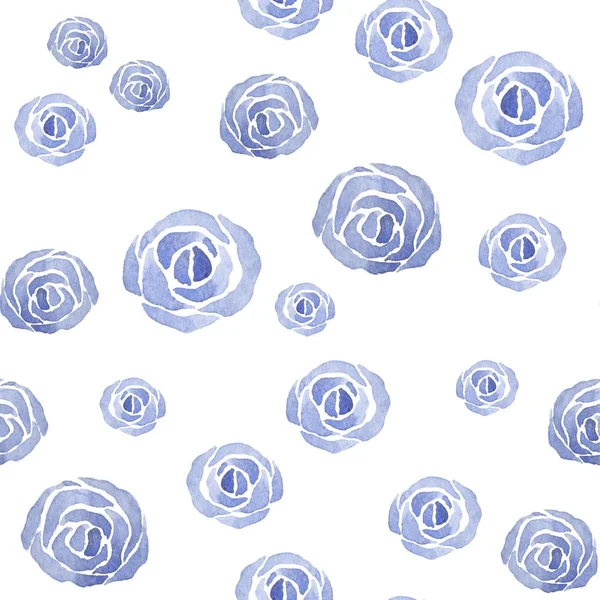 Watercolor pattern of blue roses. Flower background — Stock Photo, Image