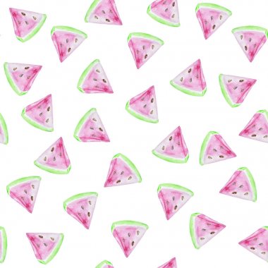 Karpuzlar dikişsiz desen. Suluboya karpuz dilimleri ile Arka Plan.