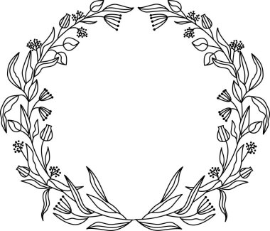 Çiçek çerçeve seti. Herbaryum. Düğün, doğum günü davetiyeleri için tasarım öğesi. Kartpostal tasarımı için.