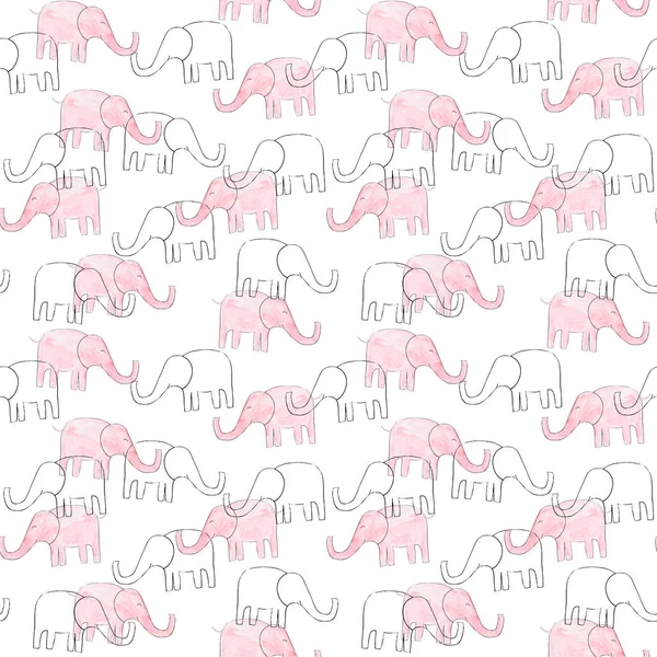 아이들을 위한 분홍빛 코끼리 디자인입니다. 스케치 스타일 — 스톡 사진