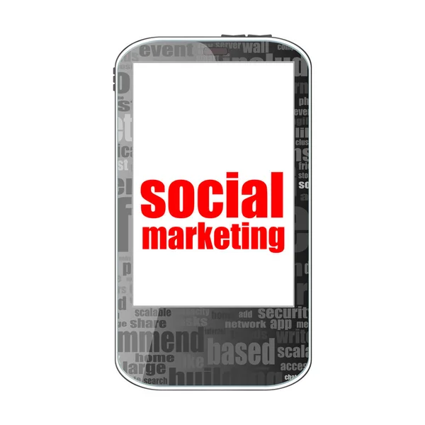 Marketing Social Telemóvel Inteligente Conceito Negócio Isolado Branco — Fotografia de Stock