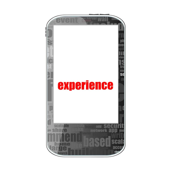 Affärsidé Text Erfarenhet Detaljerade Moderna Smart Telefon Isolerad Vit — Stockfoto