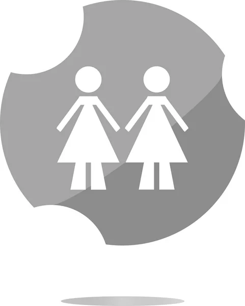 Two Woman Glossy Web Icon White Background — Stock Photo, Image