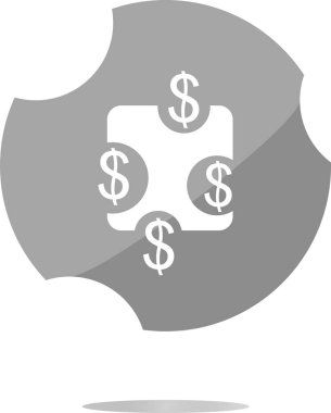 Web simgesi simgesi. Dolar sembolü. Parlak düğme. Modern UI web sitesi düğmesi