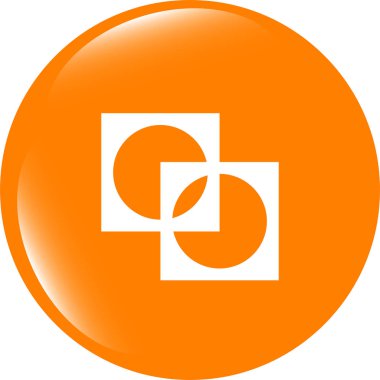 Uygulama simgesi. Beyaz üzerine izole edilmiş web düğmesindeki soyut işaret