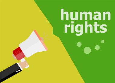 İnsan hakları. El ele megafon tutarak. düz biçim