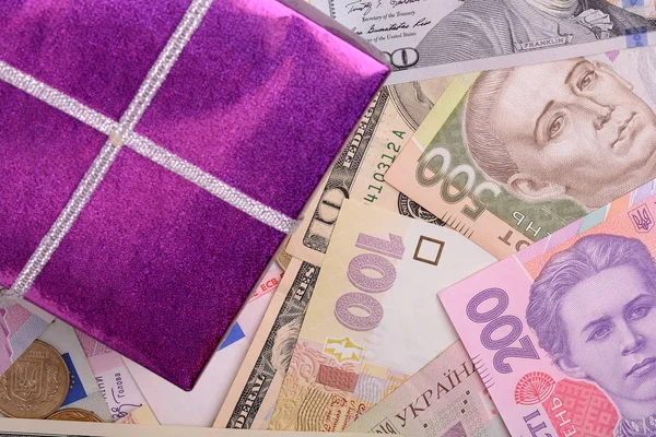 Euro Sedel Pengar Gåva Med Röd Ruta — Stockfoto