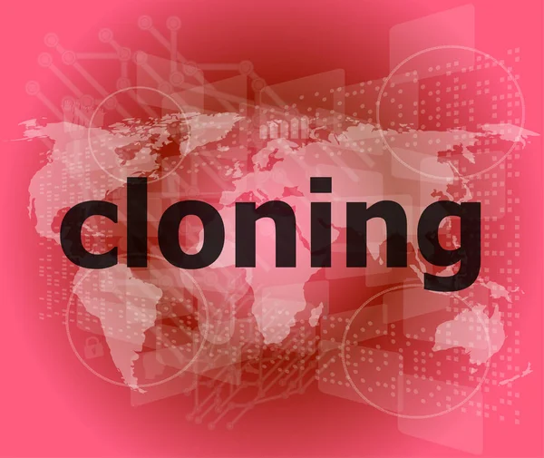 Клонирование Слова Фон Сенсорный Экран Прозрачными Кнопками Концепция Современного Интернета — стоковое фото