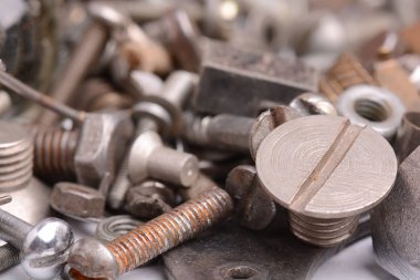 eski paslı vida, somun ve cıvata ile vintage tarzı, yakın çekim