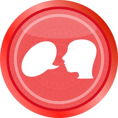 Konuşma balonu ikonlu insan profili. Beyazda izole edilmiş