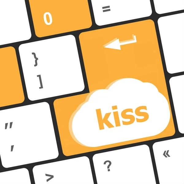 Clave Con Palabra Beso Teclado Ordenador — Foto de Stock