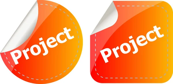 Projectwoord Stickers Set Web Icon Knop Geïsoleerd Wit — Stockfoto