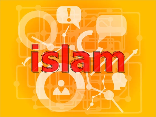 Текст Ислам Цифровом Фоне Социальная Концепция Большой Набор Инфографических Элементов — стоковое фото