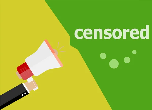 Censored Hand Holding Megaphone Flat Style — Stock Photo, Image