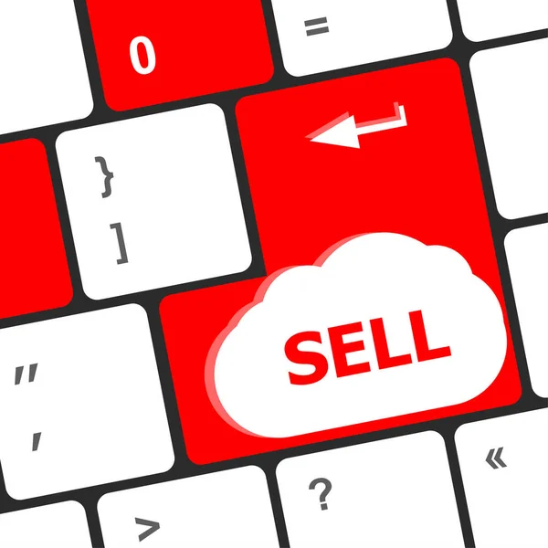 Sälja Skriven Tangentbord Nycklar Som Visar Företag Eller Ekonomi Koncept — Stockfoto