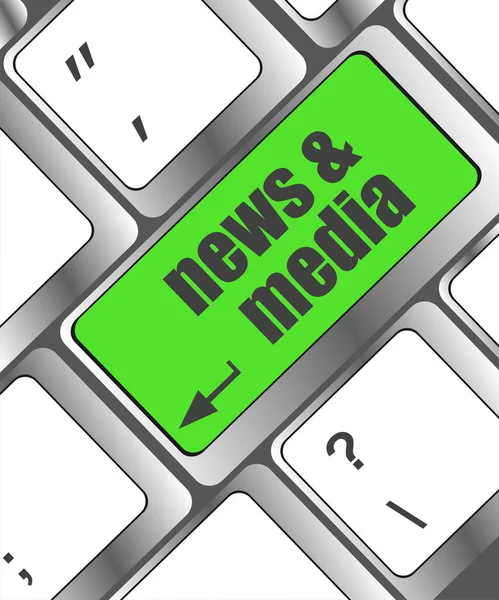 Computertoetsenbord Met Nieuws Media Sleutel Bedrijfsconcept — Stockfoto