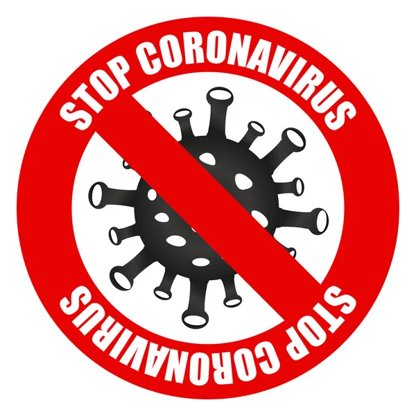 2019-nCoV Roman Coronavirus bakterisi. Coronavirus ikonu ve kırmızı yasak işareti. Koronavirüsü durdurun. Enfeksiyon yok. Wuhan Çin 'de tehlikeli bir koronavirüs hücresi. Beyaz nokta koronavirüs simgesinde izole edildi