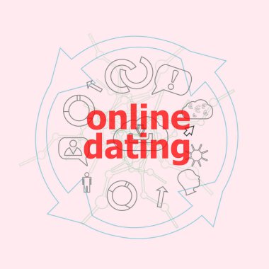 Metin çevrimiçi randevu. Olaylar konsepti. Düz ana hatlı doğrusal bilgi