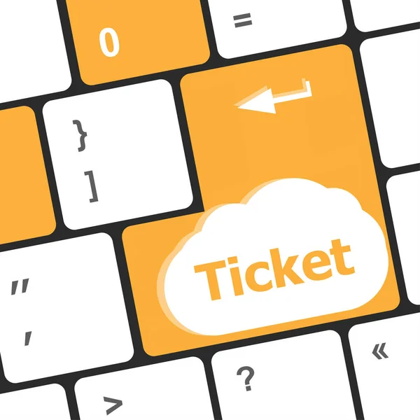 Ticket Woord Computer Toetsenbord Sleutelknop Naast — Stockfoto