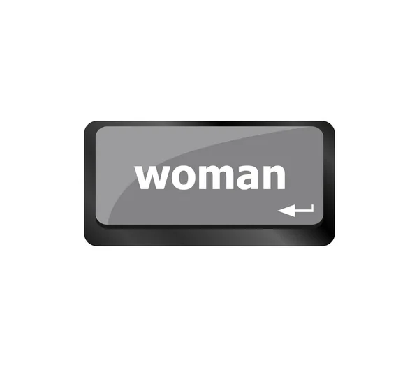 Frau Wörter Auf Computer Tastatur Tasten — Stockfoto