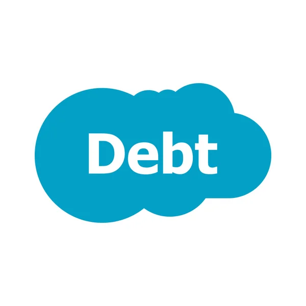 在白色背景下孤立的抽象蓝色语音泡沫上的Debt词 案文债务 — 图库照片