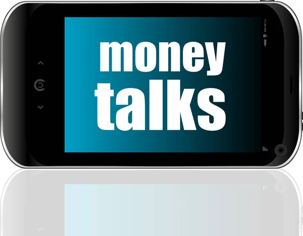 Finance Concept Smartphone Text Money Talks Display Mobile Phone — Stock Photo, Image
