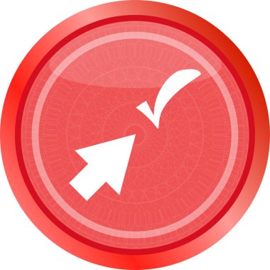 onay işareti, web simgesi üzerinde beyaz izole ile ok tuşuna bilgisayar