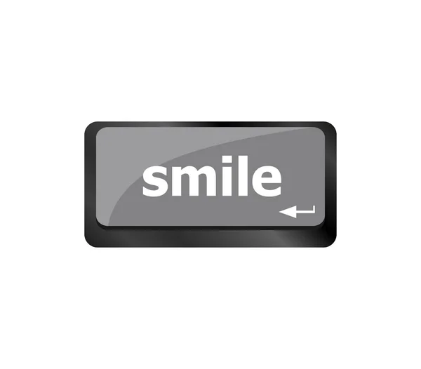 Teclado Computador Com Palavras Sorriso Chave Conceito Negócio — Fotografia de Stock