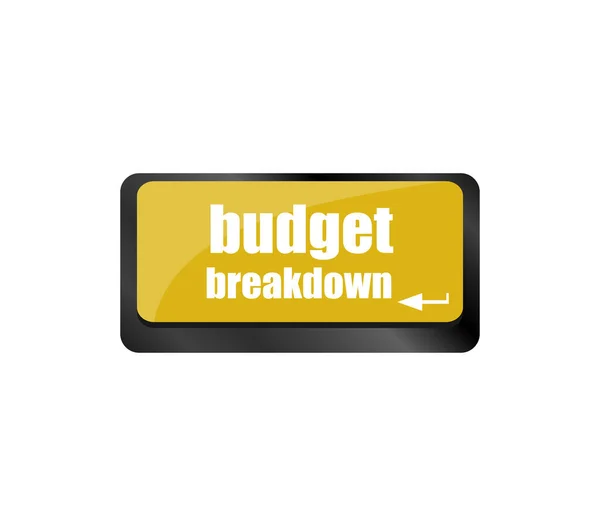 Budget Breakdown Words Computer Keyboard — Stock Photo, Image