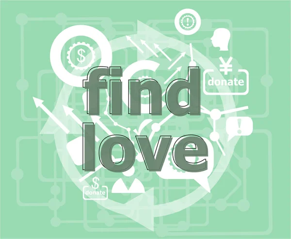 Κείμενο Βρείτε Την Αγάπη Κοινωνική Έννοια Infographic Πρότυπο Επίπεδη Σχεδίαση — Φωτογραφία Αρχείου