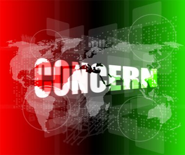 Yönetim kavramı: dijital ekranda endişe verici kelimeler