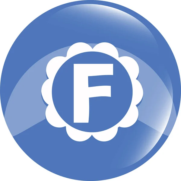 网页按钮中的字母F F符号设计Web图标Facebook — 图库照片
