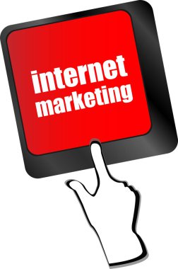 çevrimiçi pazarlama veya internet pazarlama kavramları, klavye tuşunun giriş tuşunda iletisi olan