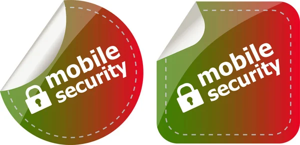 Mobile Security Stickers Label Tag Set Isolated White — Stock Photo, Image