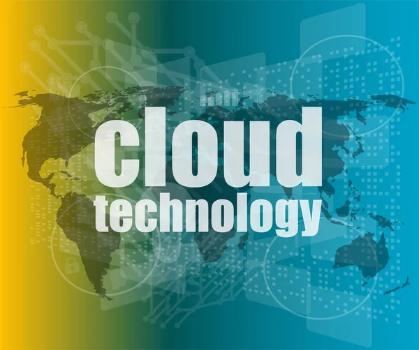 Words Cloud Technology Digital Screen Information Technology Concept — Stock Photo, Image