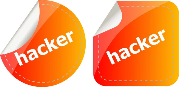 Hacker Stickers Set White Icon Button Isolated White — Stock Photo, Image