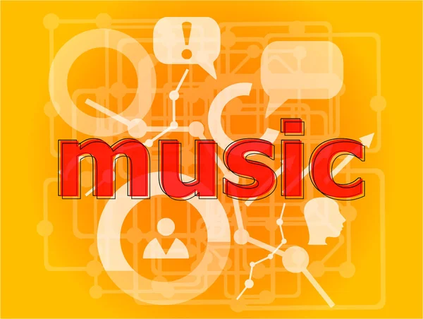 Texto Música Fundo Digital Conceito Social Grande Conjunto Elementos Infográficos — Fotografia de Stock