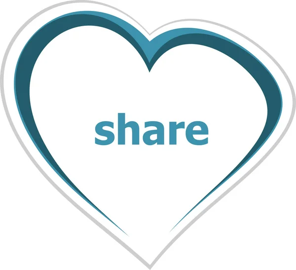 Text Share Webdesign Konzept Liebe Herz Symbol Taste Für Web — Stockfoto