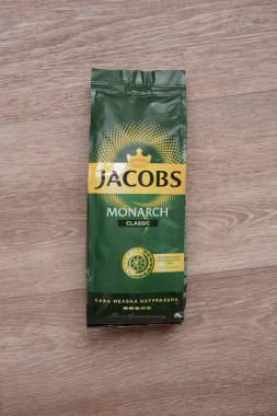 Kahve Jacobs Monarch. Kahve Jacobs alüminyum kapsül. Kharkiv, Ukrayna, 21 Haziran 2020.