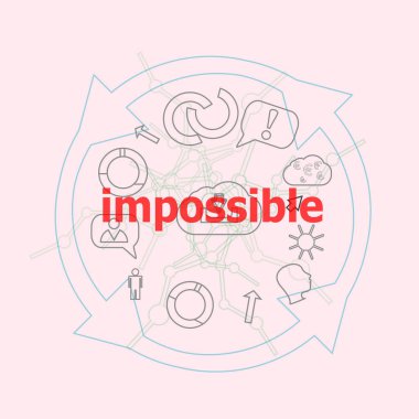 İmkânsız Mesaj. Sosyal konsept. Düz ana hatlı doğrusal bilgi