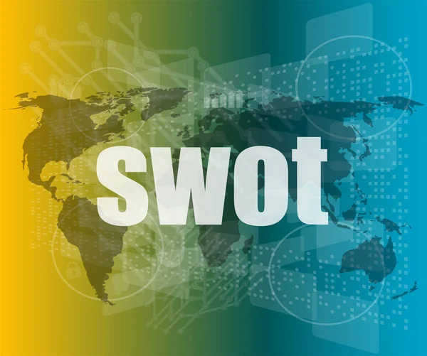 Swot Woord Touch Screen Moderne Virtuele Technologie Achtergrond — Stockfoto